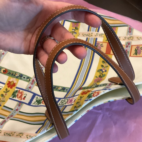 Tory Burch Key Item Canvas Tote in Ribbon Weave Bias Allover - Picture 7 of 11